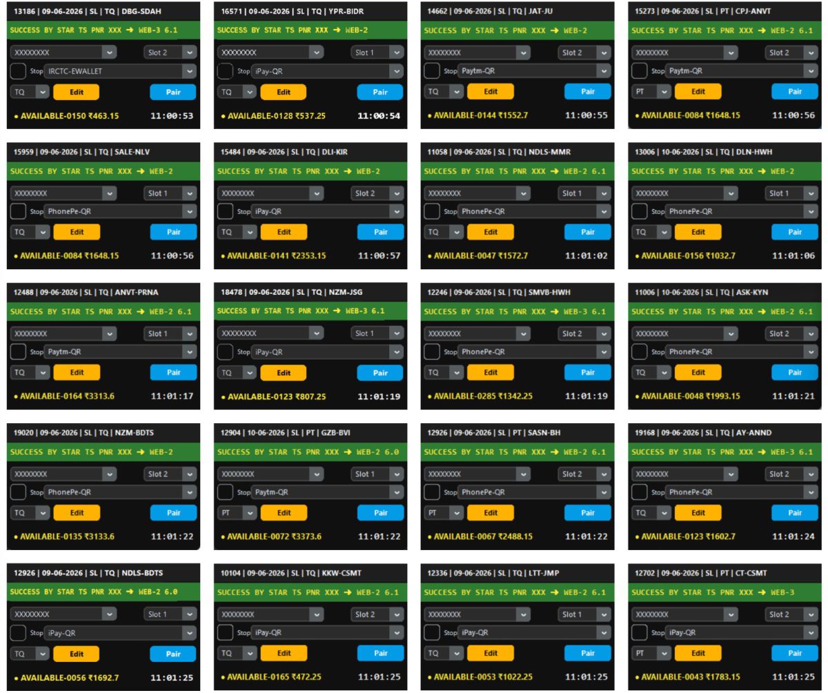 Tatkal software live booking screenshot 1
