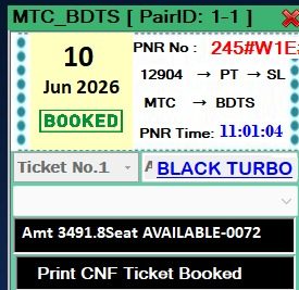 Tatkal software confirmed ticket booking result 09 Jun 2026 proof 1