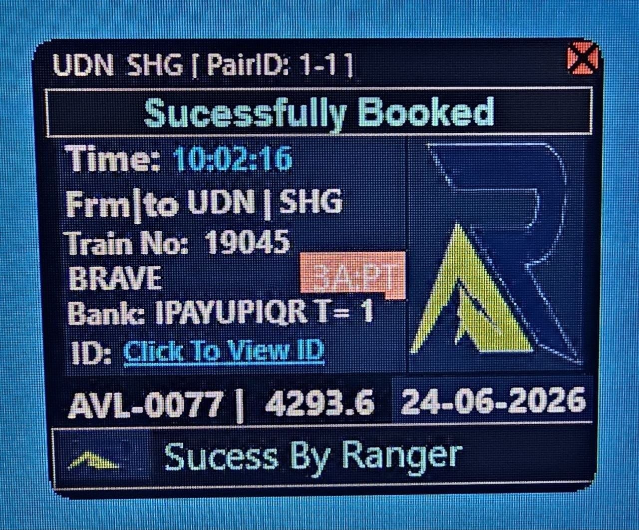 Tatkal software confirmed ticket booking result 23 Jun 2026 - IRCTC Tatkal PNR success proof 2