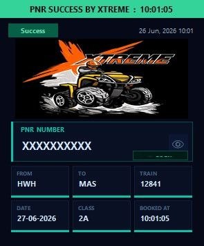 Tatkal software confirmed ticket booking result 26 Jun 2026 - IRCTC Tatkal PNR success proof 3