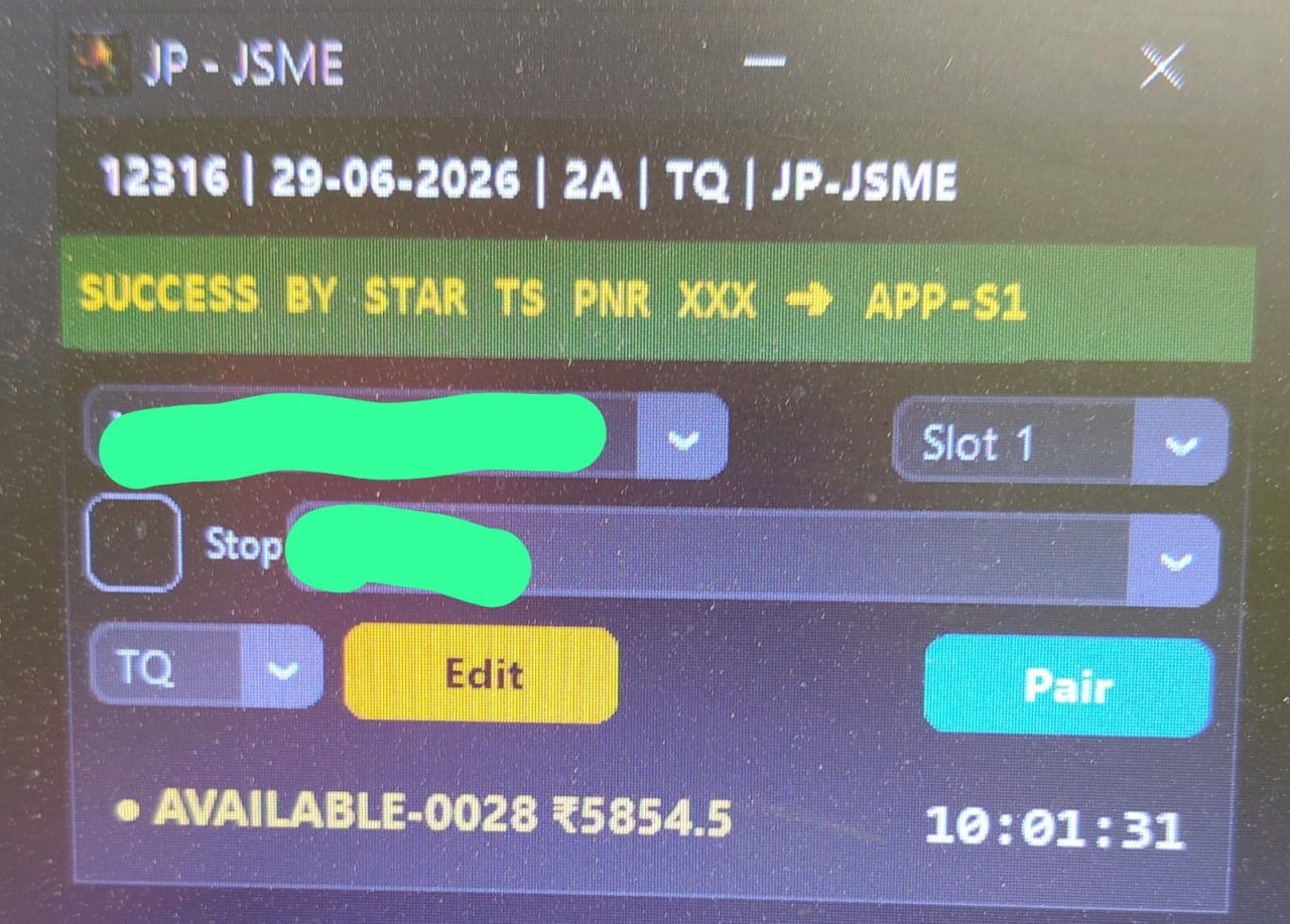 Tatkal software confirmed ticket booking result 28 Jun 2026 - IRCTC Tatkal PNR success proof 4