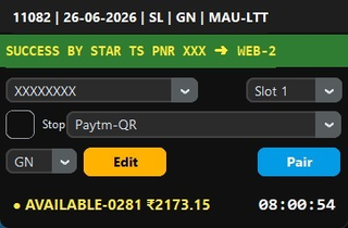 STARTS IRCTC Tatkal Booking Software